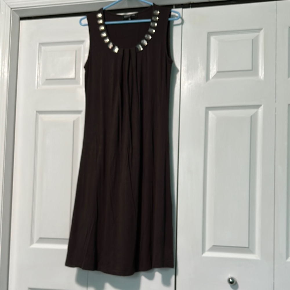 Jones New York Brown Sleeveless Crew Neck Midi Dress